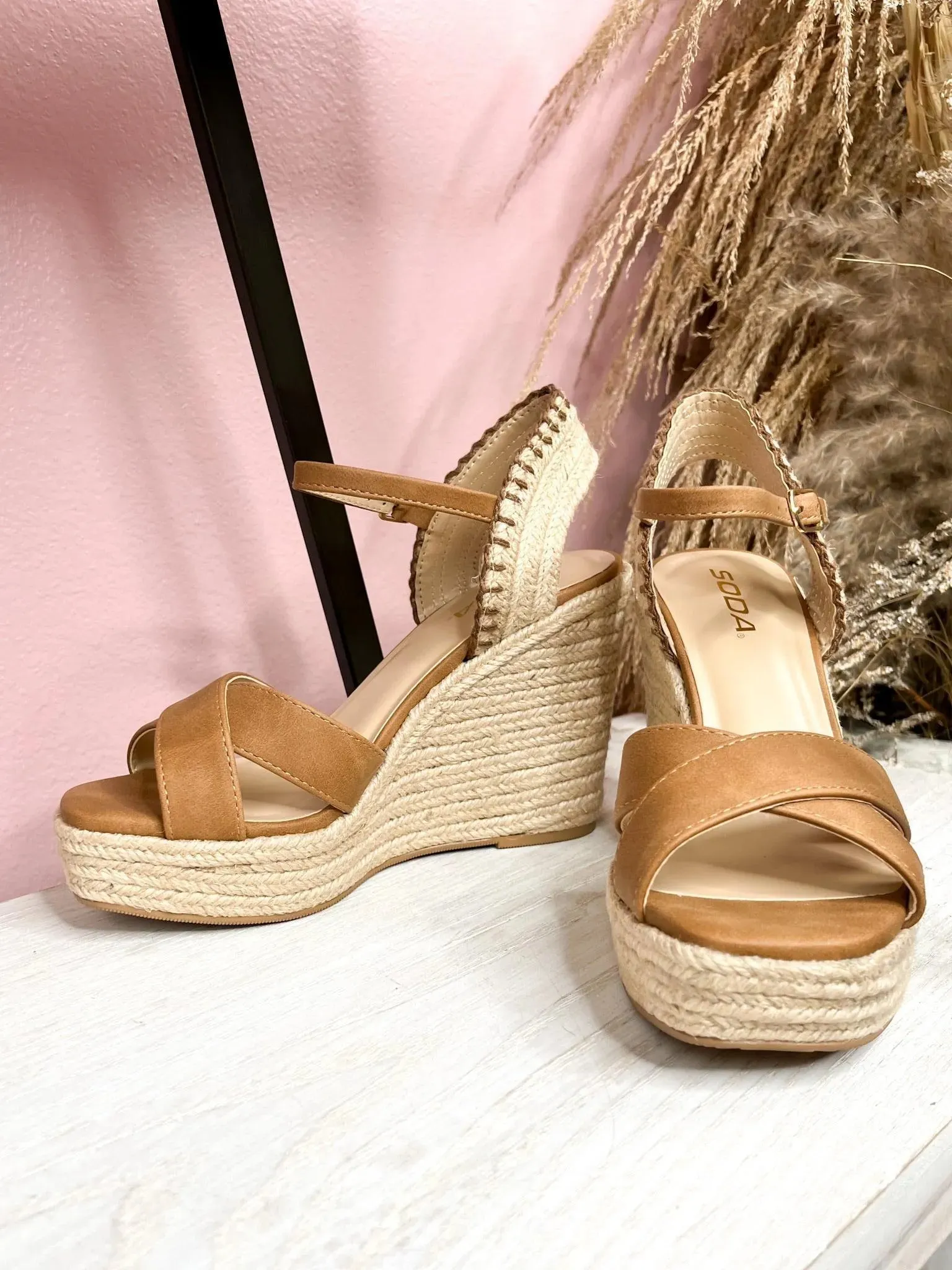 Tan Espadrille Wedge Sandal