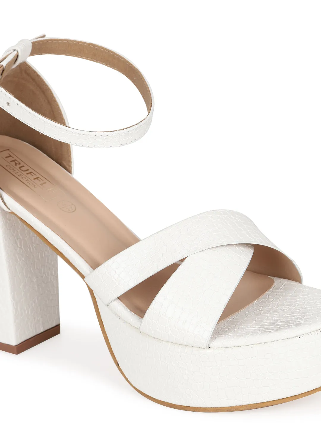 White PU Croc Crossover Strap Platform Sandals (TC-SLC-V105-WHT)